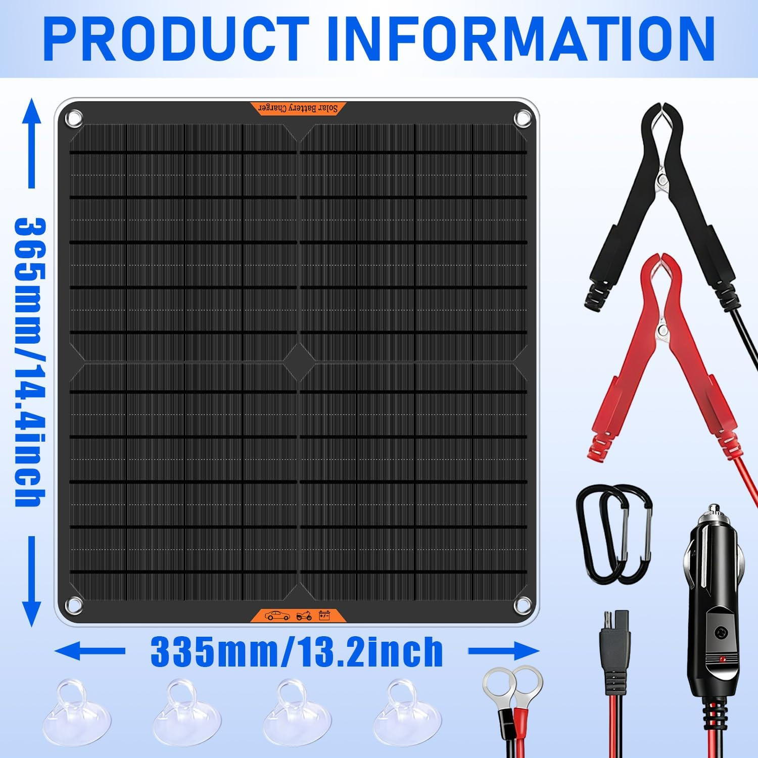12 Volt 20W Solar Car Battery Charger & Maintainer, Solar Panel Trickle Charger,