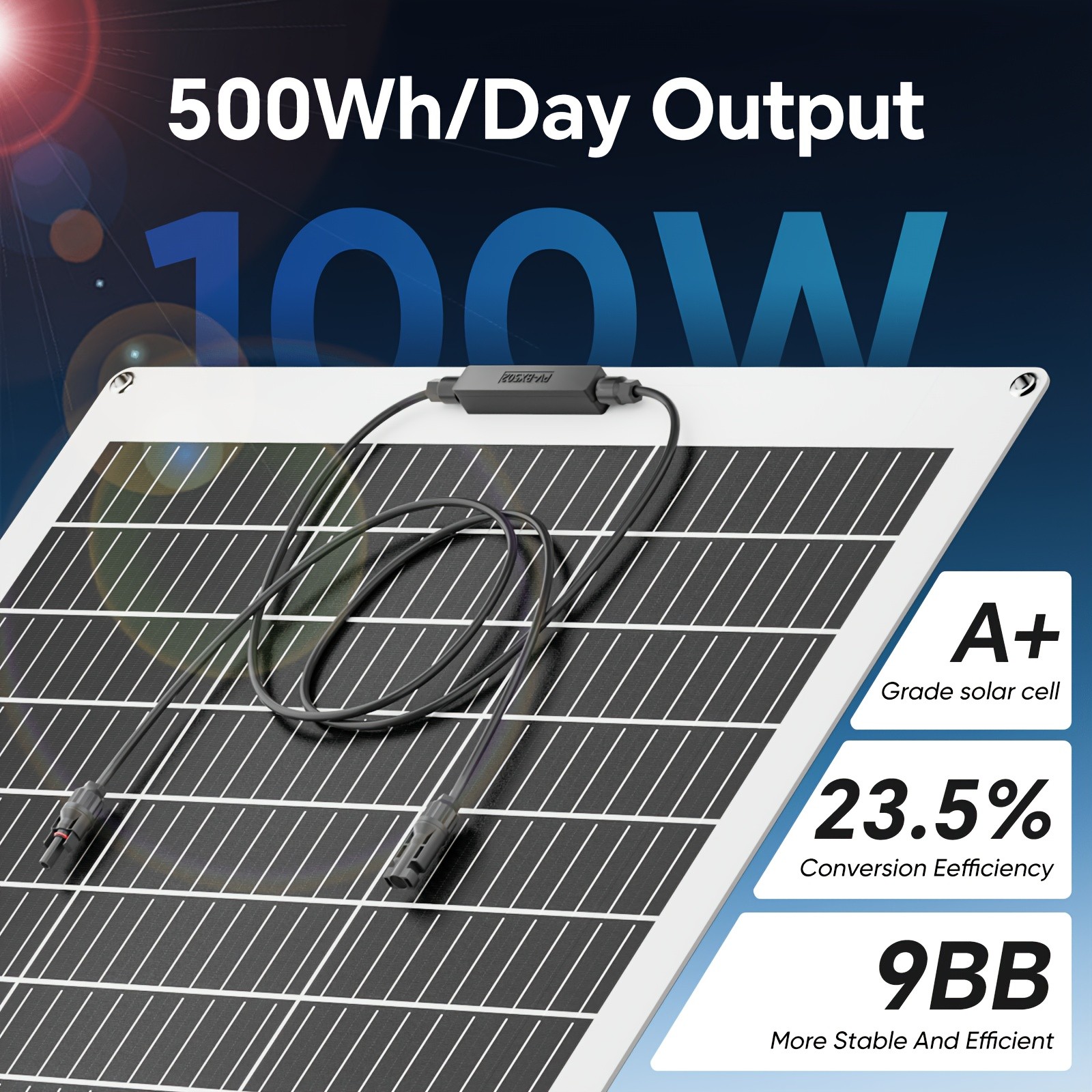 2/4 pieces of 12V 100W flexible solar panel, 23% high efficiency