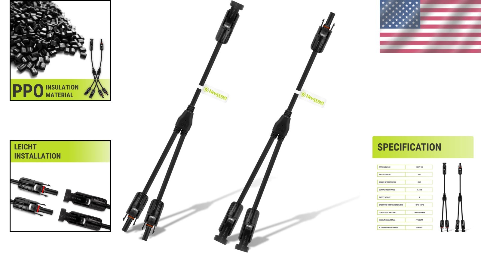 Weatherproof Solar Branch Connector Kit – 2 to 1 Y Cable for Easy Installation