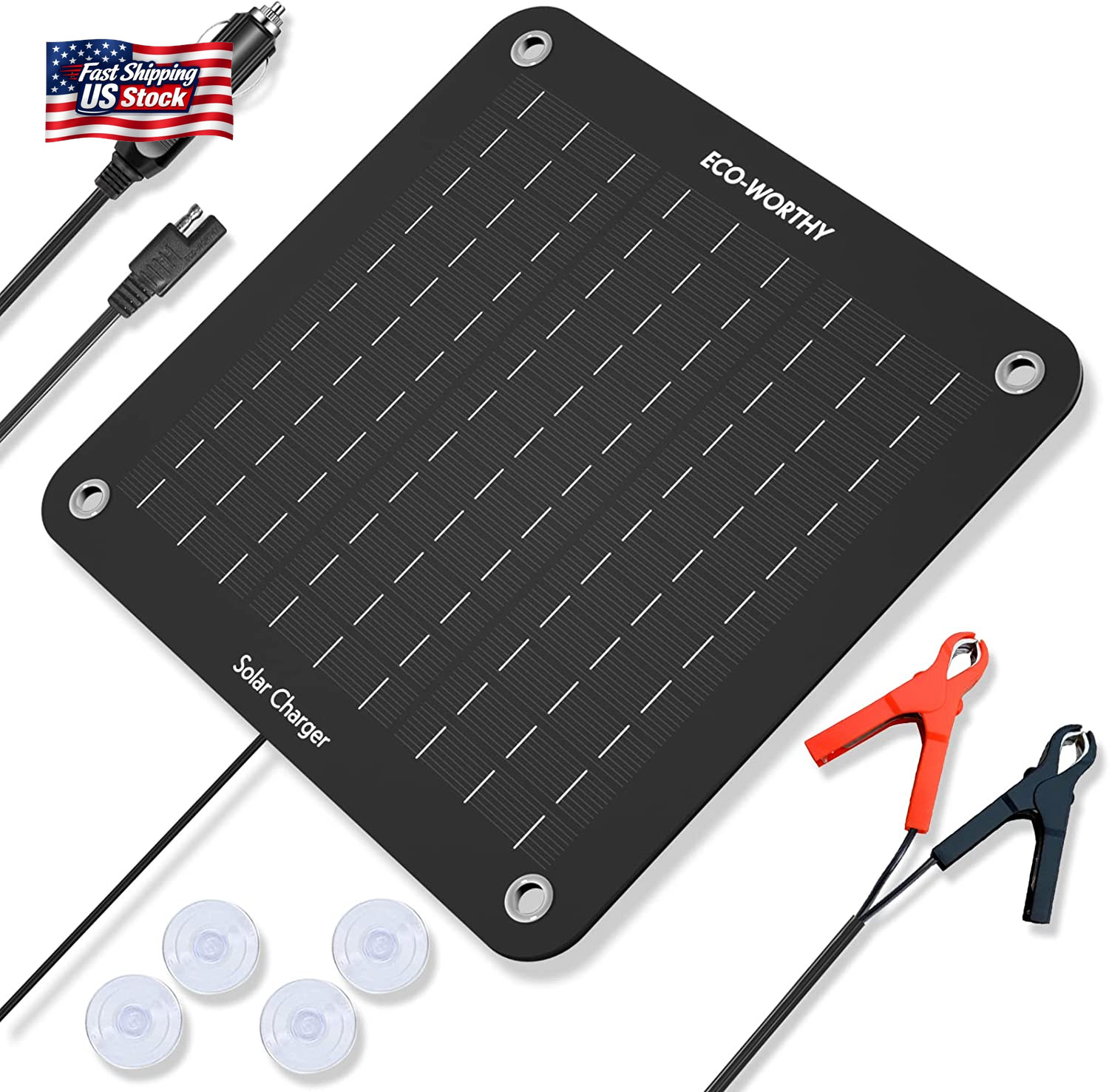 ECO-WORTHY 10W Solar Car Battery Charger Maintainer 12V Waterproof Portable Sola