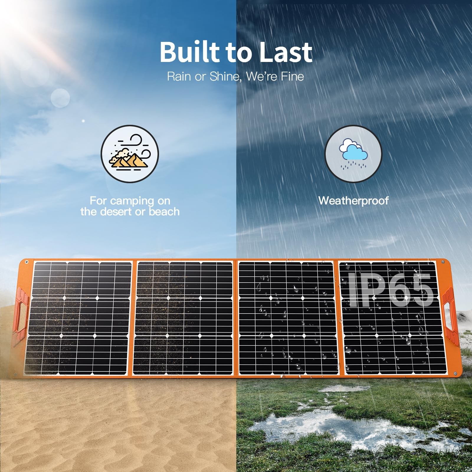 200 Watt Portable Solar Panel for Power Station Generator, 19.8V IP65 Waterproof