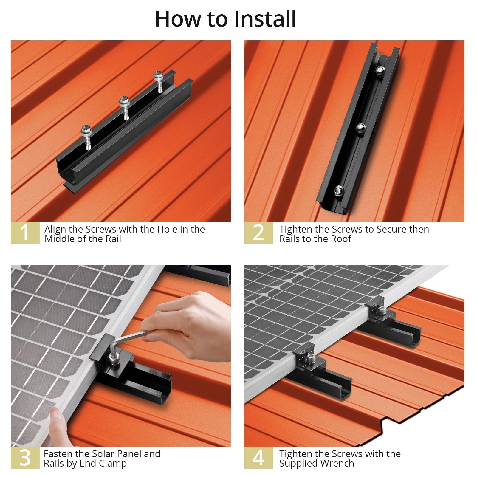 Solar Panel Bracket Kit, 6 Pcs 7.87 in Aluminium Solar Panel Mounting Rail 30…