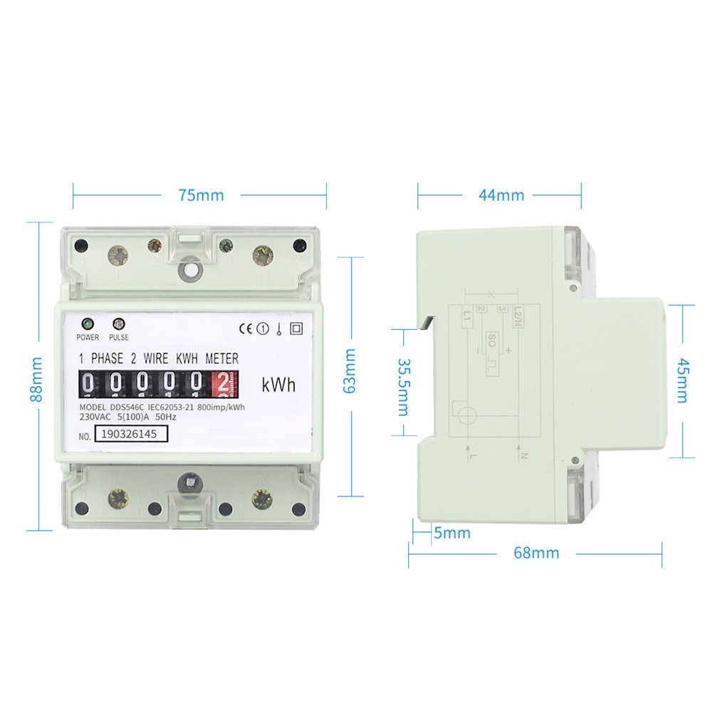 Current Rating Wattmeter 100A with Clear LCD Display for Low Light Use