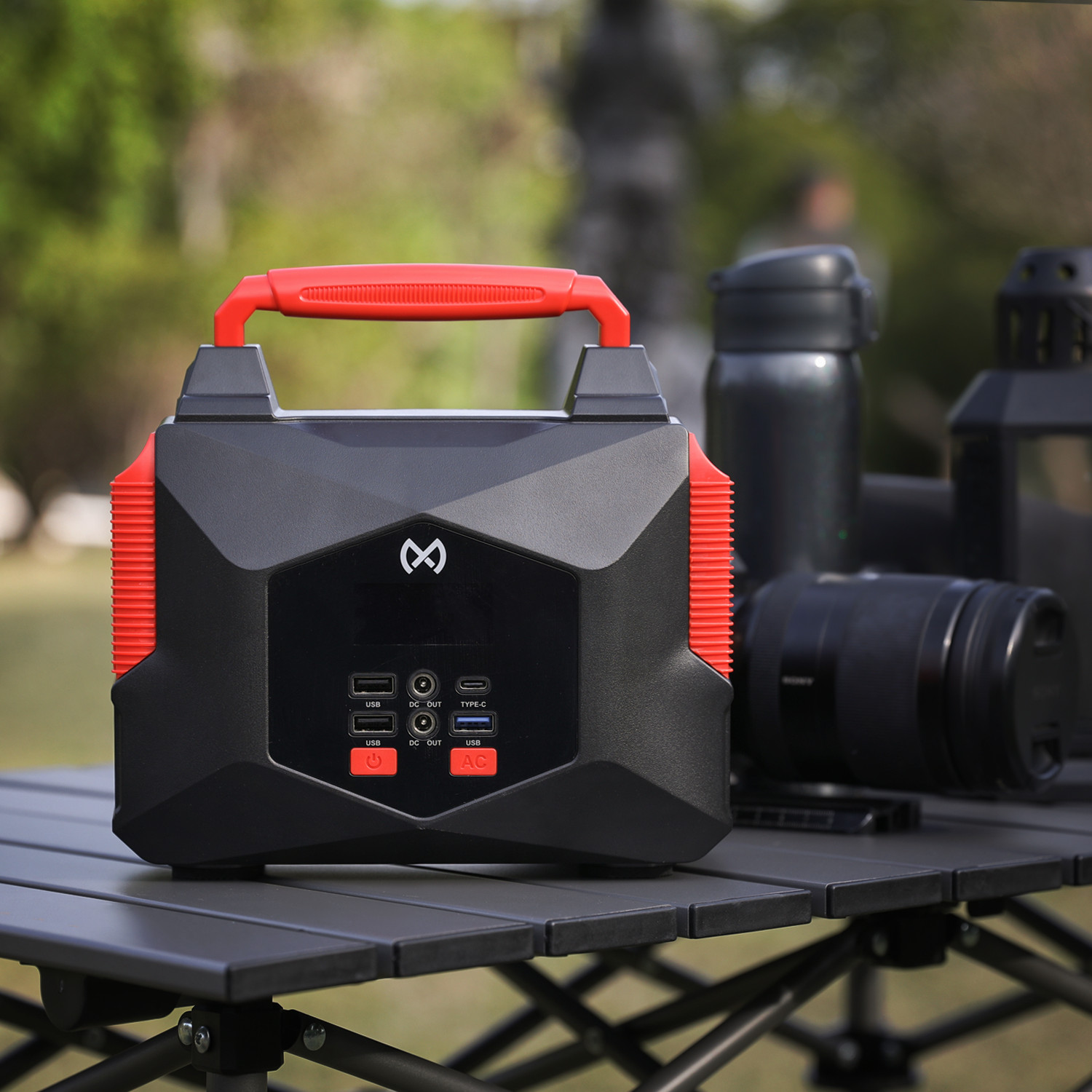 Portable Power Station 250Wh Lithium Battery Camping Solar Generator w/LED Light