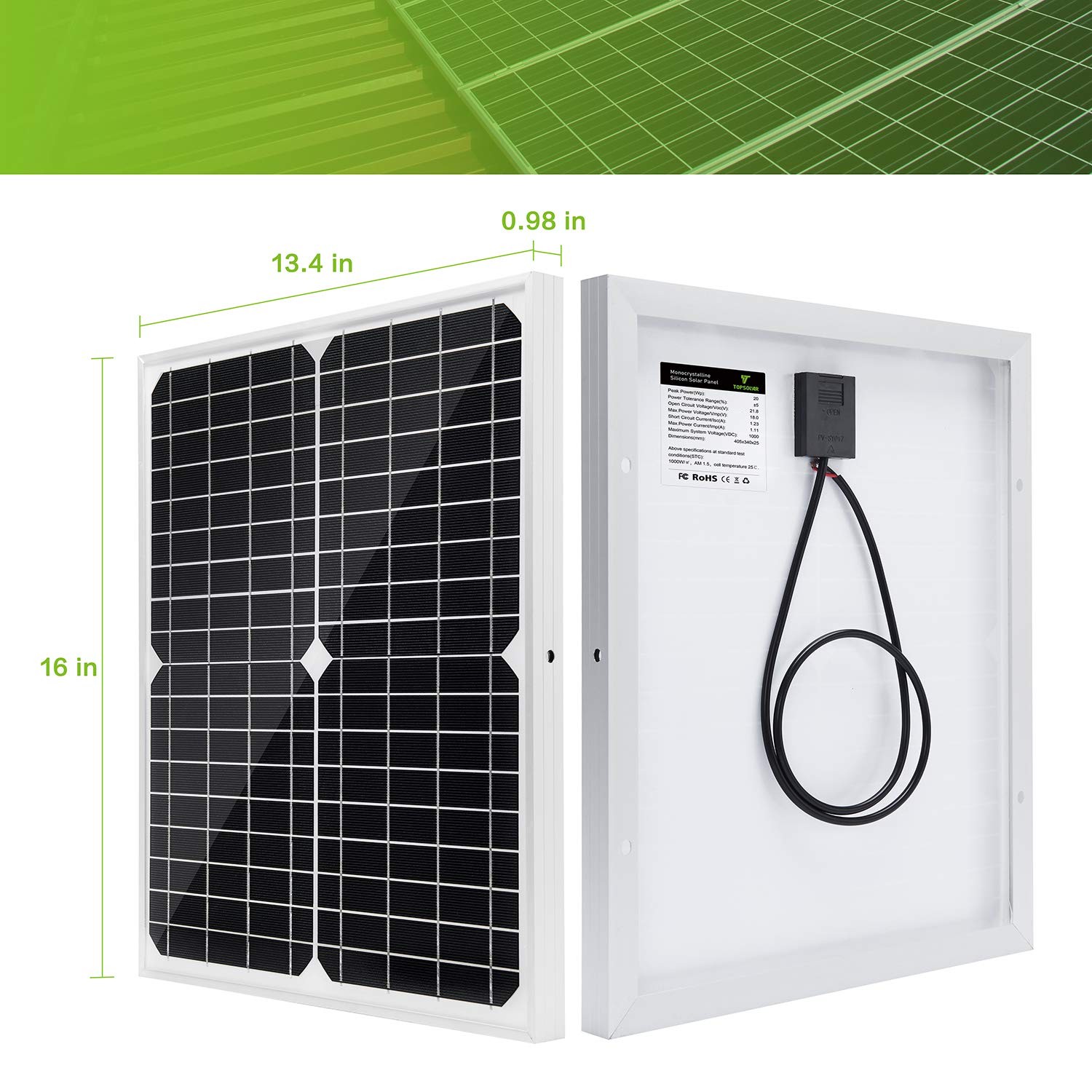 Cargador De Goteo Solar De 12V 20W, Cargador De Bateria, Mantenedor De Bateria