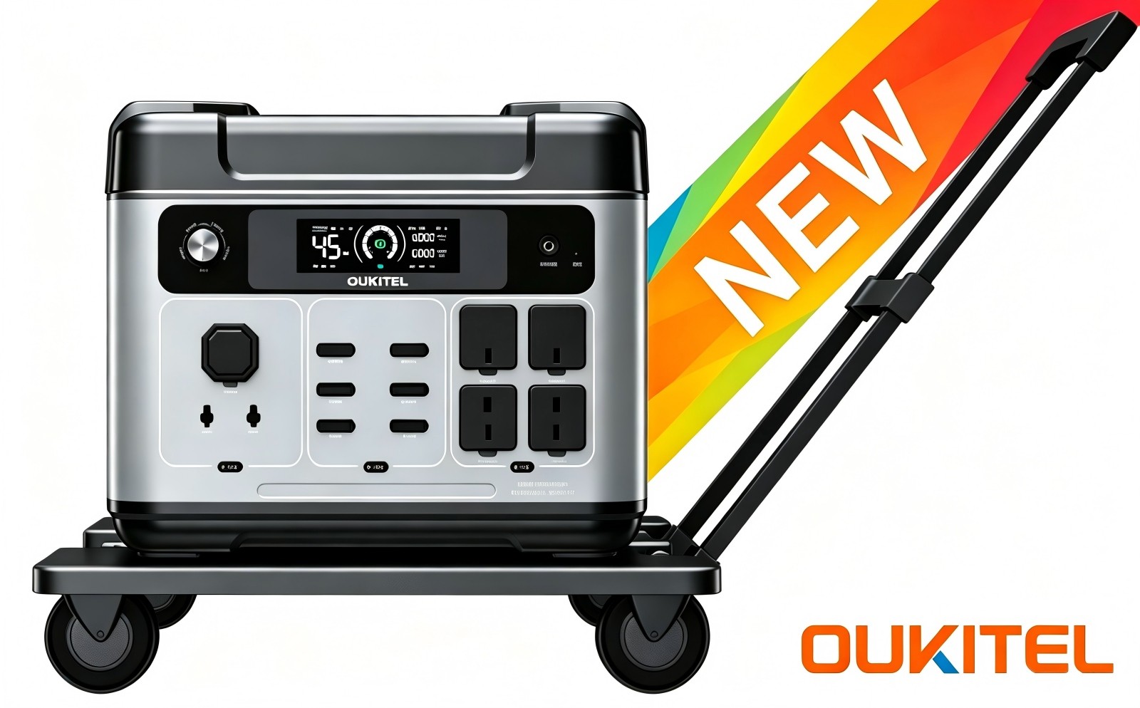 OUKITEL Power Station 2400W Solar Generator 2048Wh LF Battery Backup +Hand Truck
