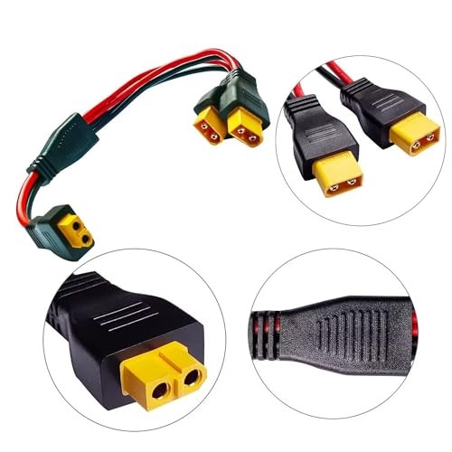 10AWG XT60 Y Splitter Cable, XT60 Female to Dual Male Connector Adapter for