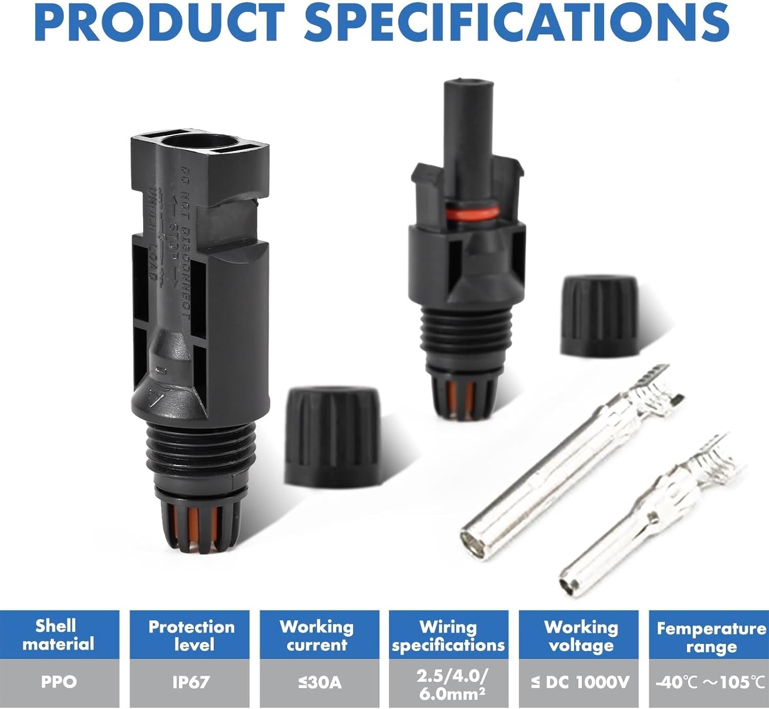16 PCS Waterproof Solar Panel Connectors – Rated for All Weather Use