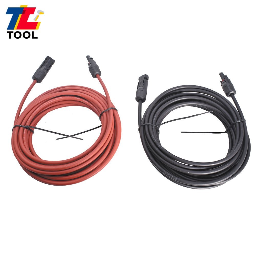 1 Pair 20ft 12AWG Black+Red Solar Panel Extension Cable Wire Connector