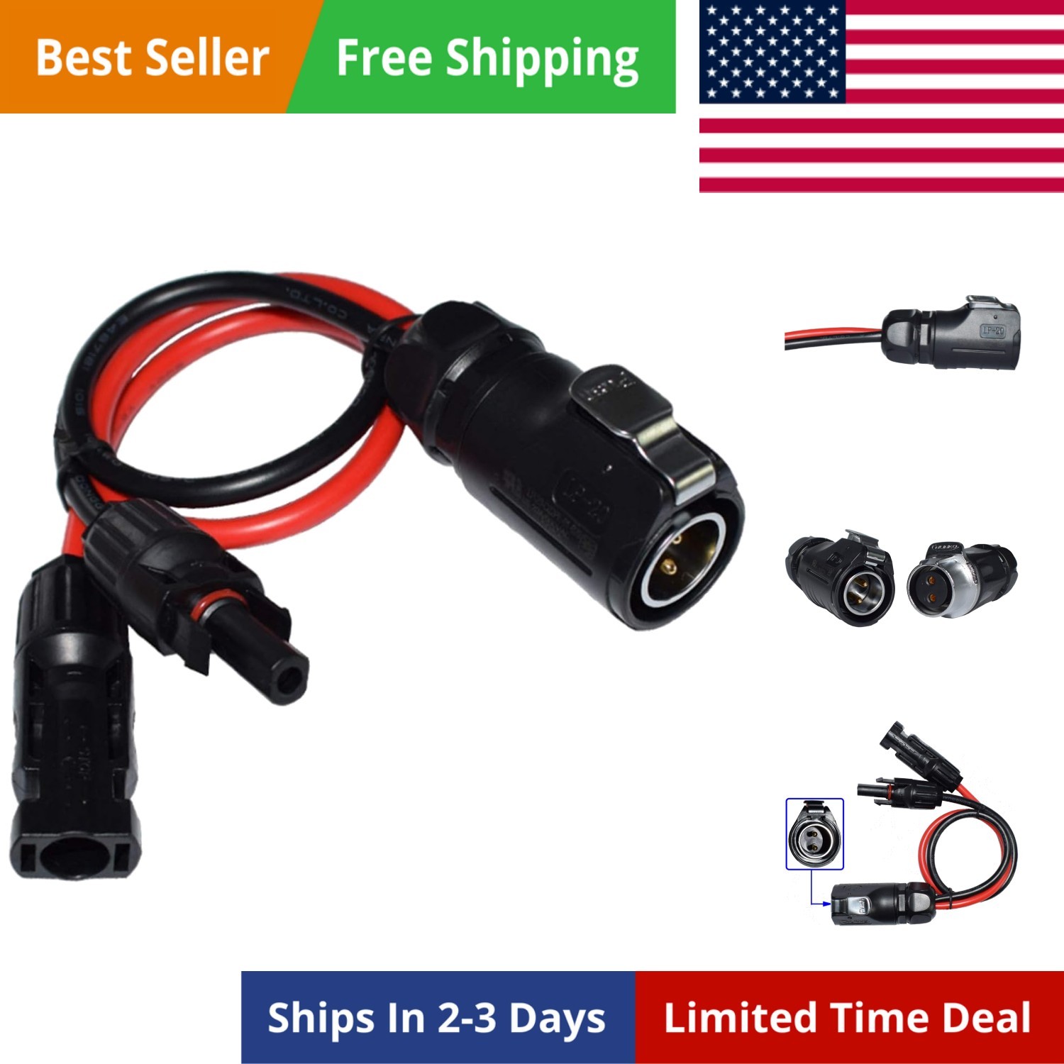 10AWG 2 Pin Power Industrial Circular Connector，for Furrion,Solar Panel Suitc…