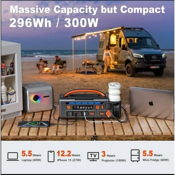 AAOYUN PORTABLE POWER STATION 300W CONTINUOUS/300W PEAK – BLACK/ORANGE