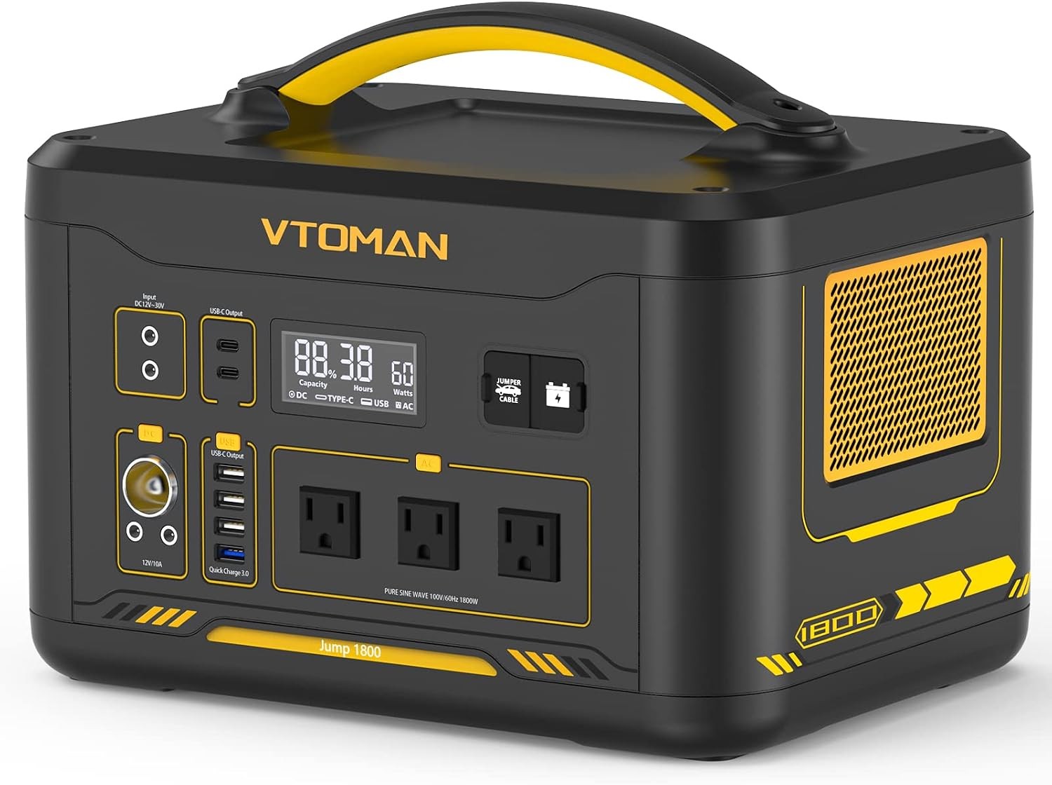 VTOMAN Jump 1800 Portable Power Station, 1548Wh LiFePO4 Solar Generator 1800W