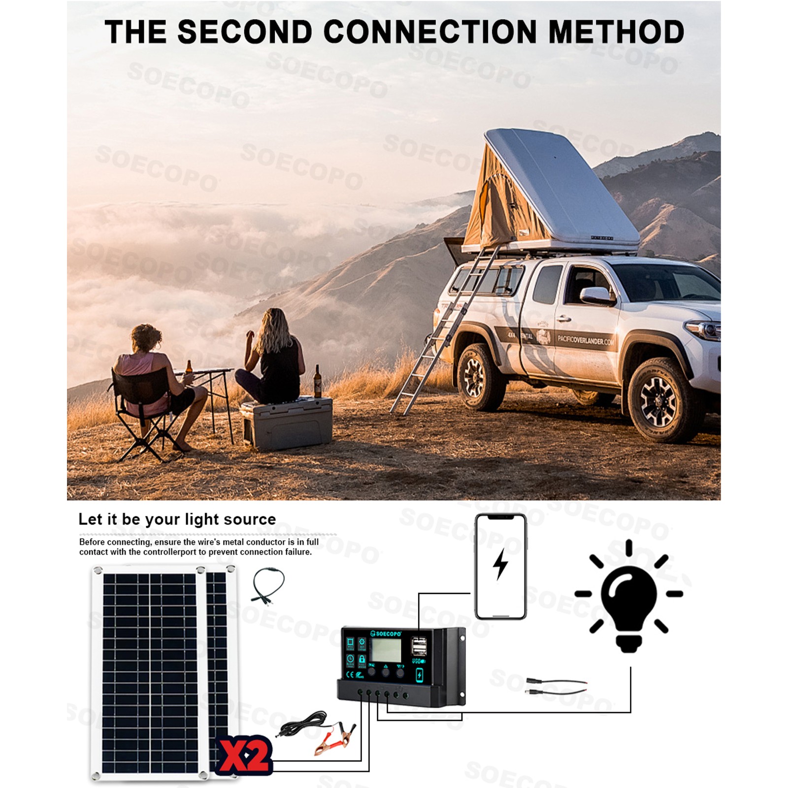 10000W Inverter (12V-110V/220V) + 2pcs Solar Panels + Charge Controller 100AAp
