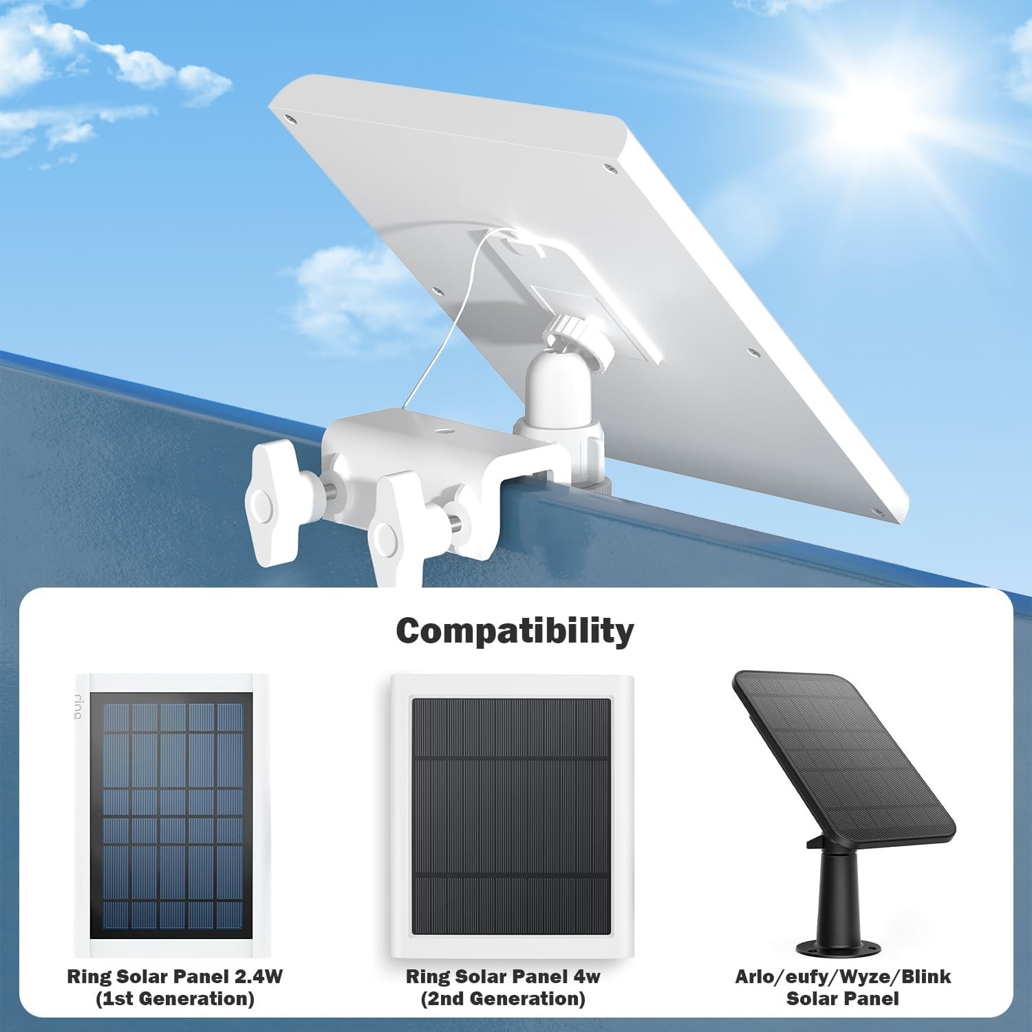 Universal Solar Panel Gutter Mount 360° Adjustable for Maximum Sunlight Exposure