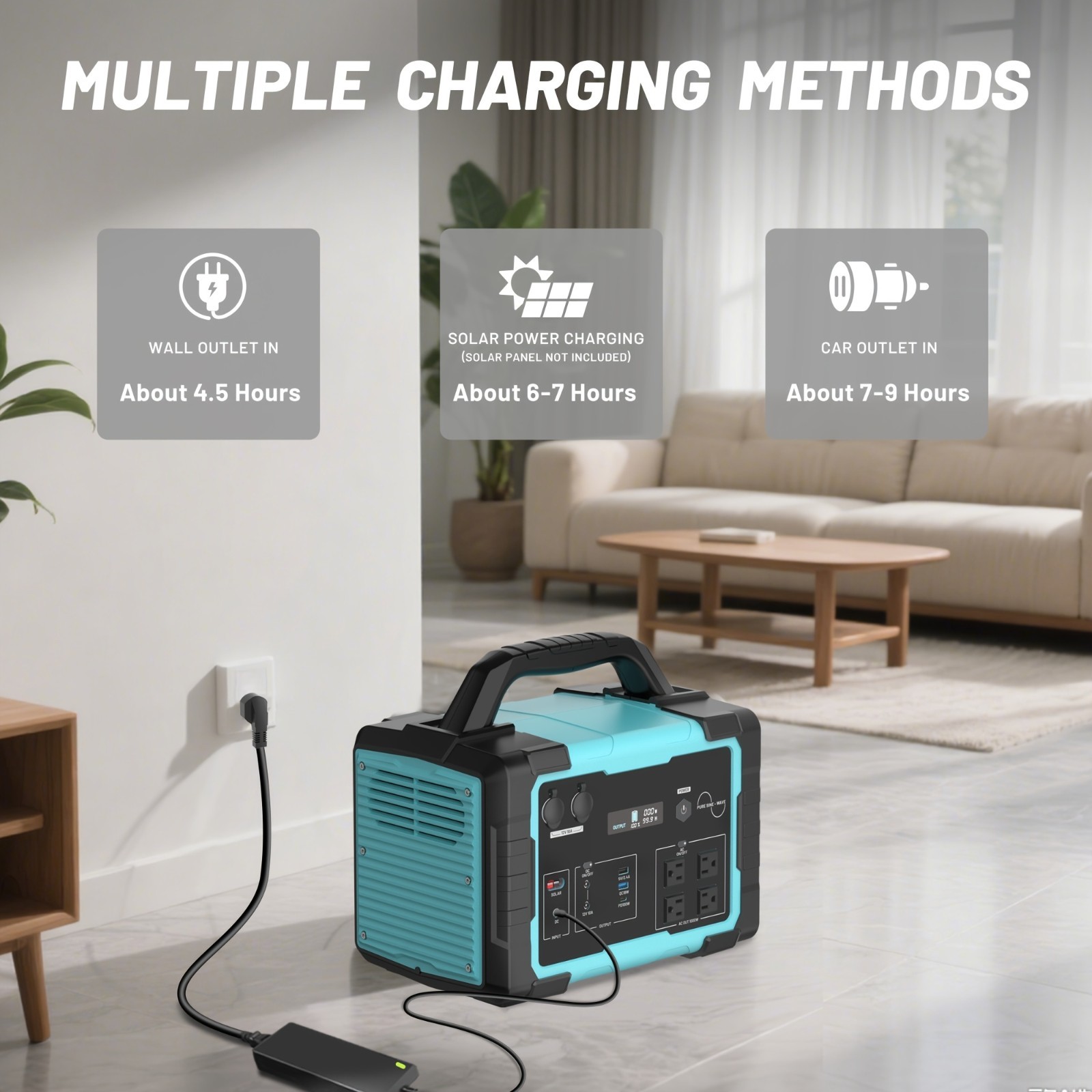 1000W Solar Generator with LiFePO4 Battery Multi-Way Charging Home Backup