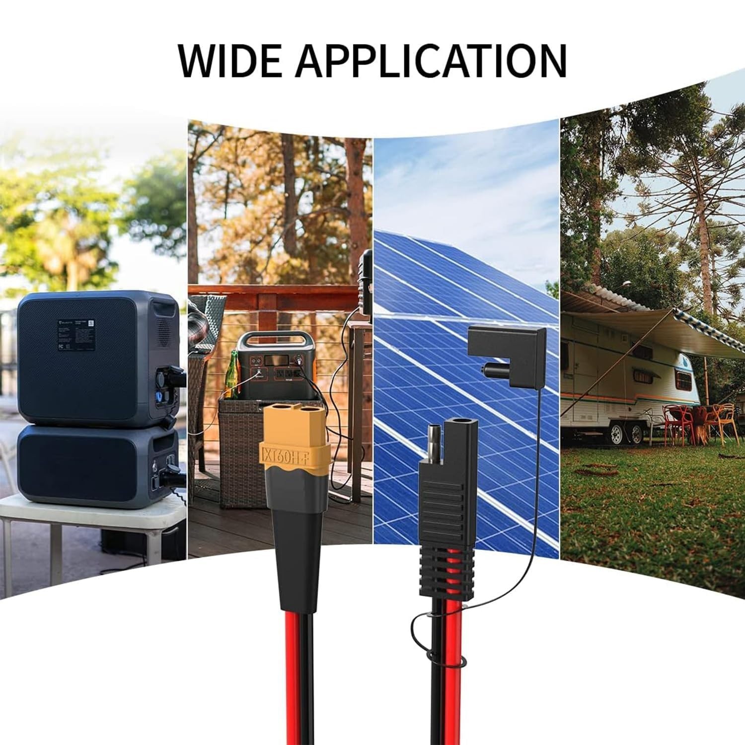 10AWG XT60i to SAE Adapter Extension Cable for Solar Power Station 2 FT L