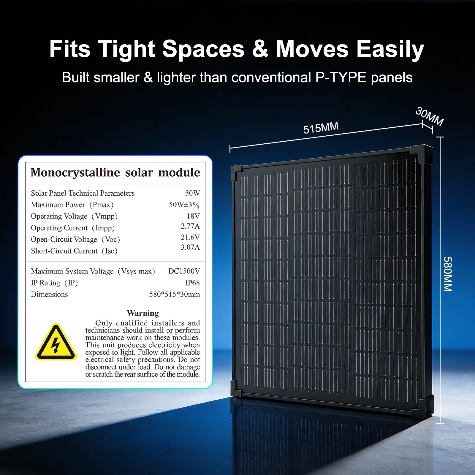 Solar Panel Kit 50W 12V Mono N-Type High-Efficiency Home RV Marine Boat Battery