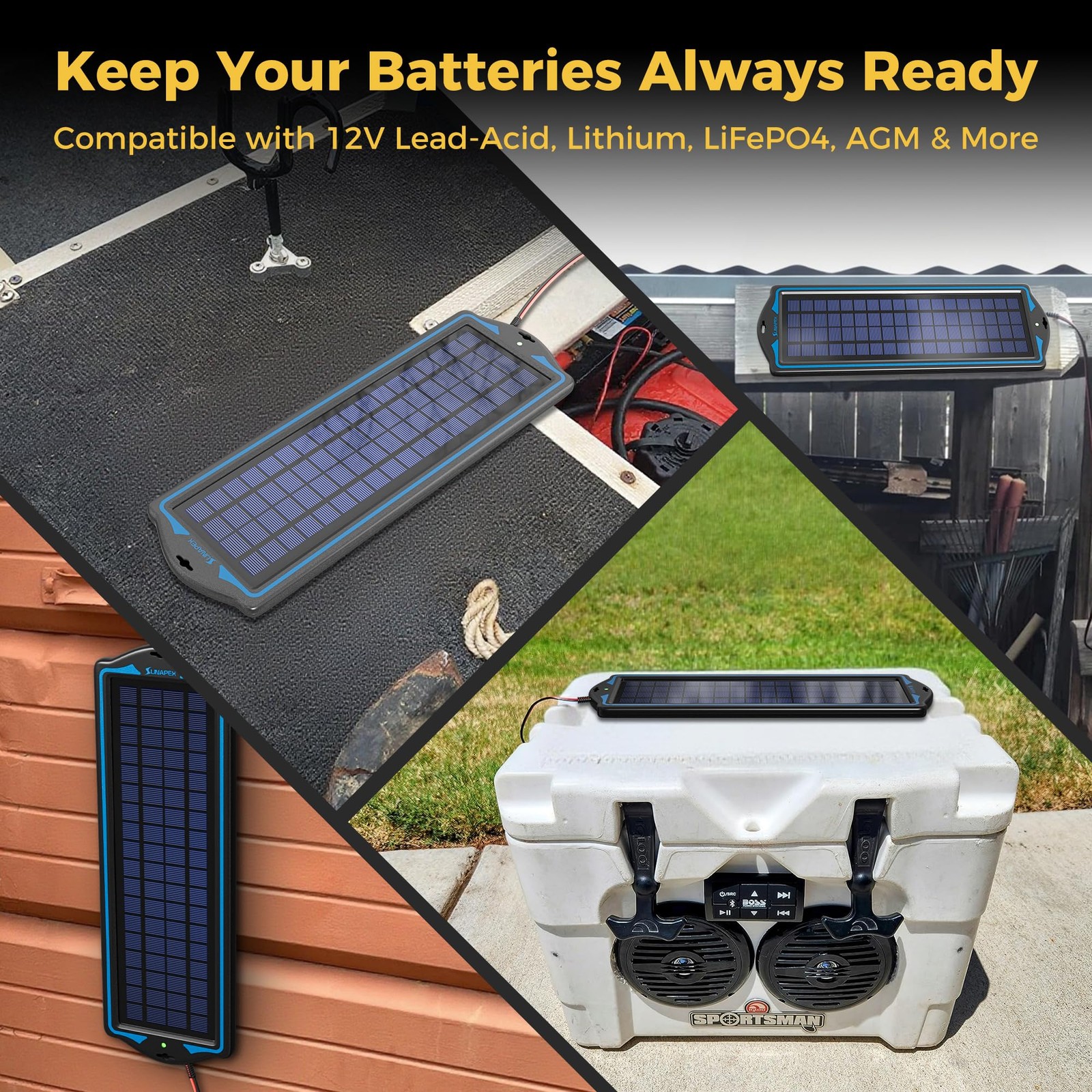 SUNAPEX 5W 12V Solar Battery Charge Maintainer – Solar Trickle Charger for Car