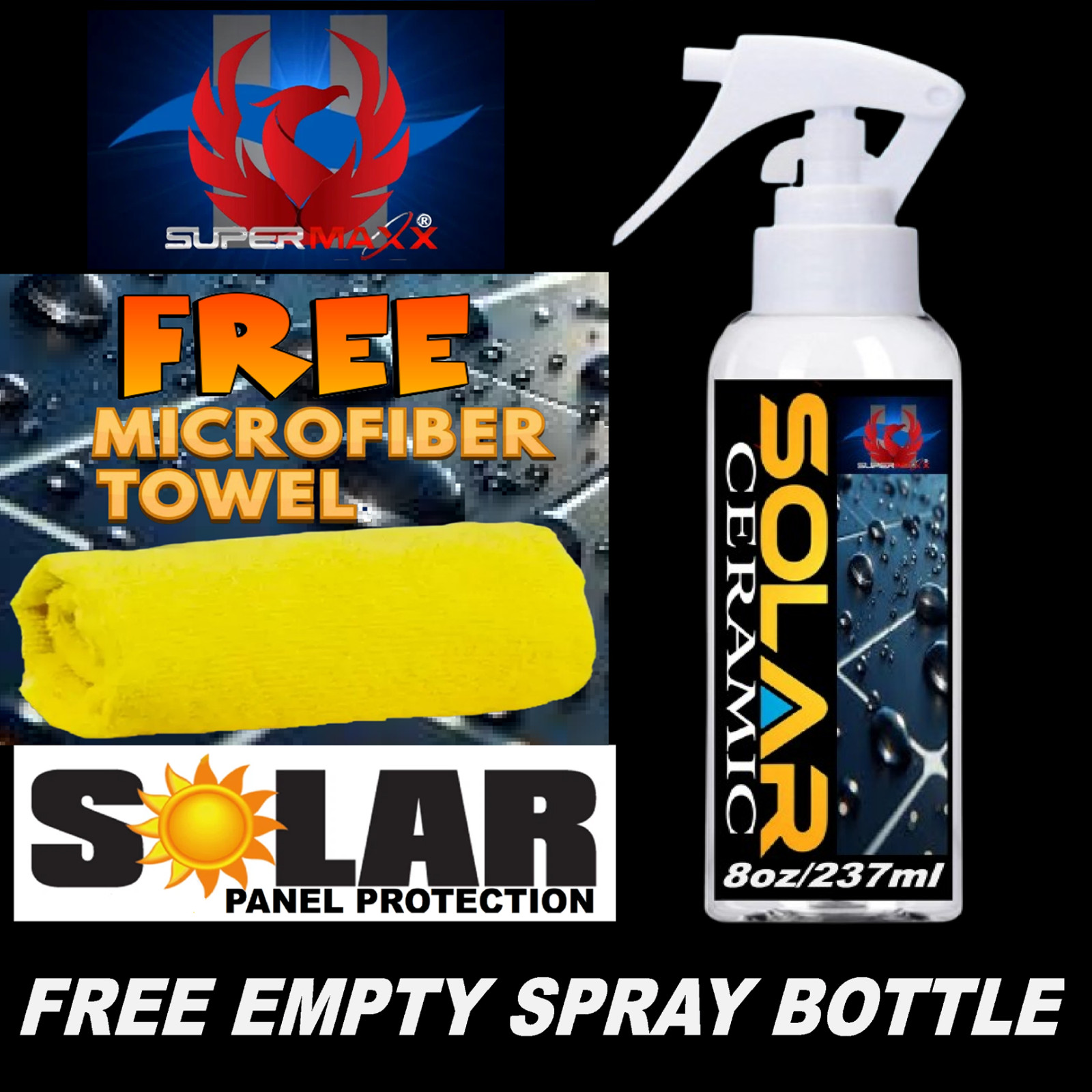 SOLAR PANEL CERAMIC CLEAR COATING SPRAY 2 YR PROTECTION 32oz/473ml – ONE QUART