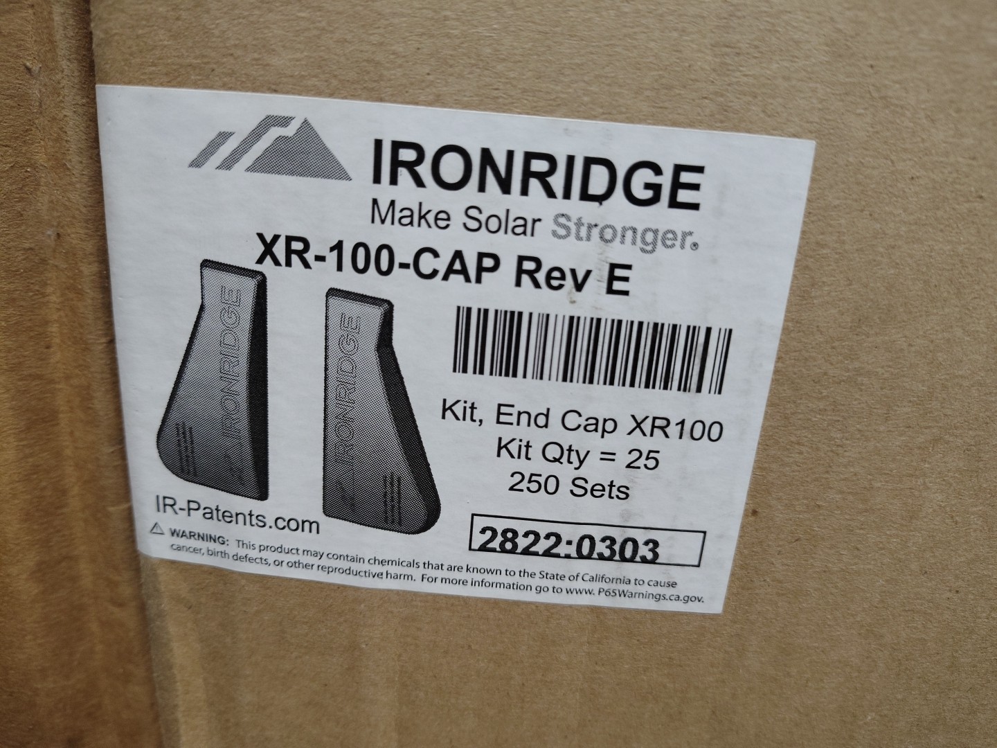 Ironridge Solar End Cap Kits / XR-10-Cap End Caps Rev E (25 KITS / 250 SETS)