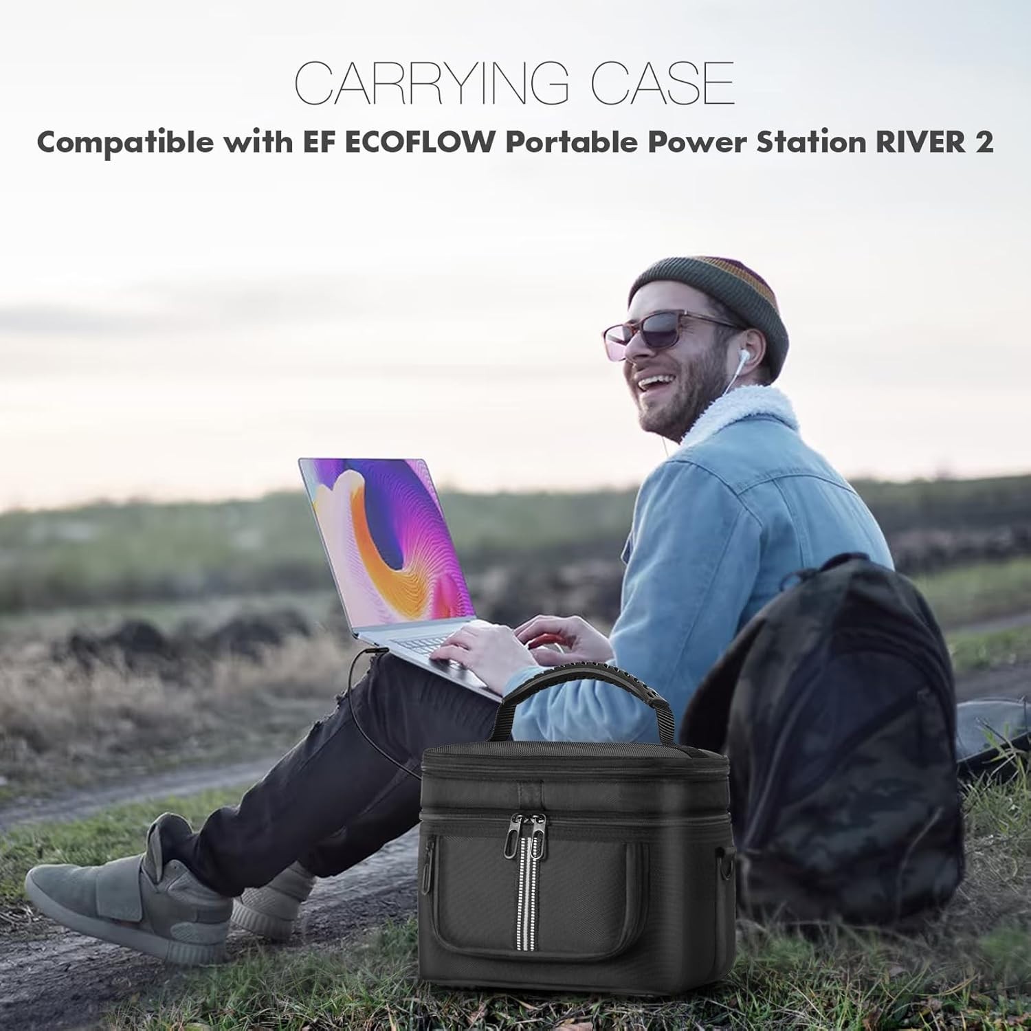Adjustable Shoulder Strap Carry Bag for EcoFlow RIVER 2 – Multi-Purpose Storage