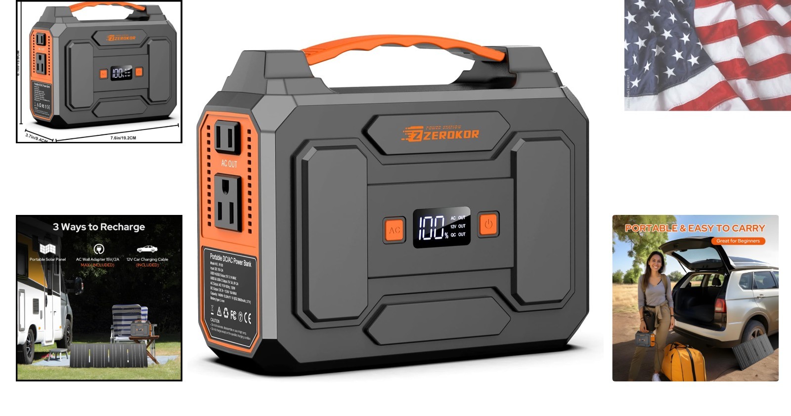 Portable Power Station 100W, Power Pack with 110V AC Outlet, Portable Solar G…