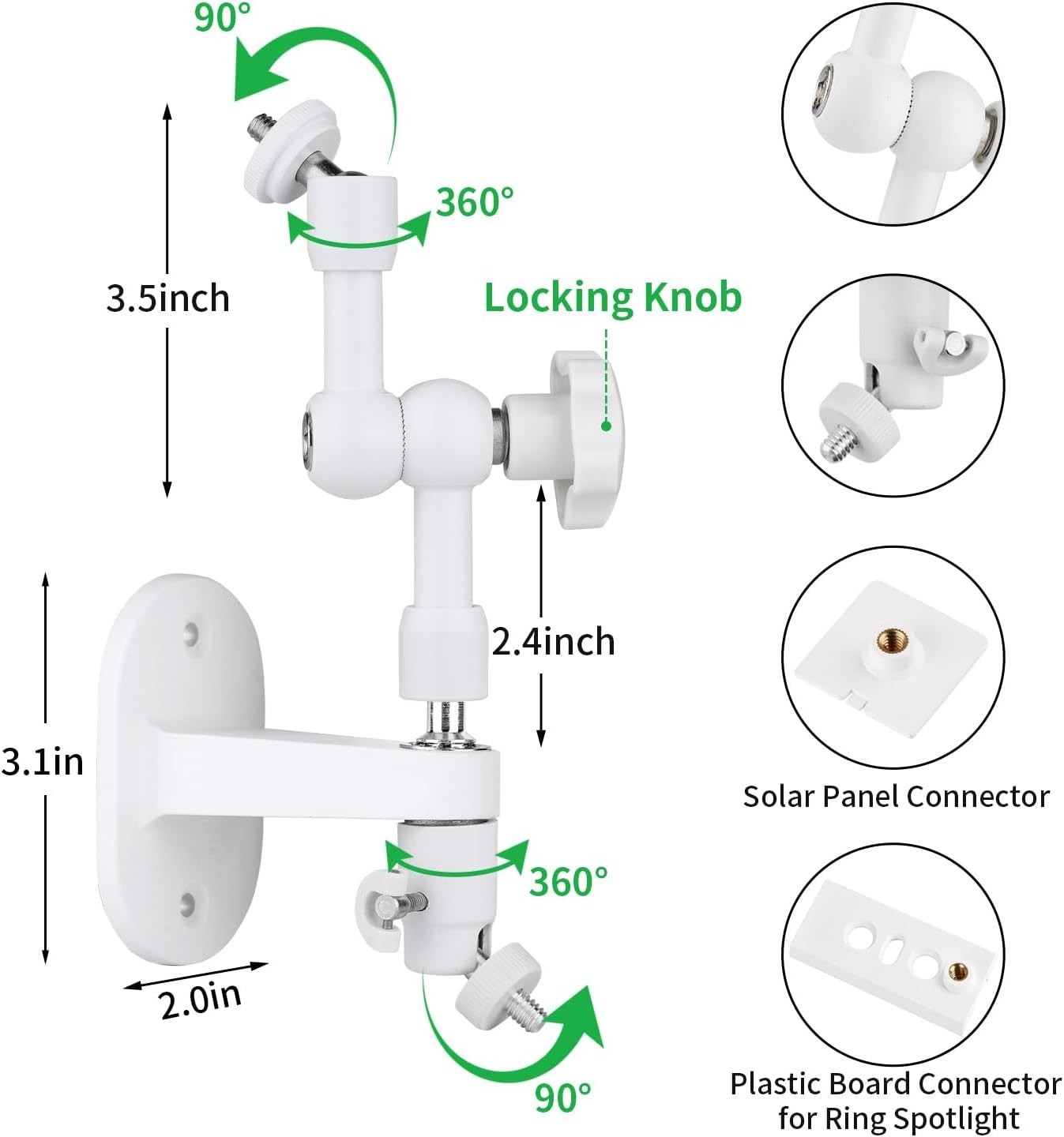 Sturdy Aluminum Wall Mount for Solar Panel & Spotlight Cam – Adjustable Design