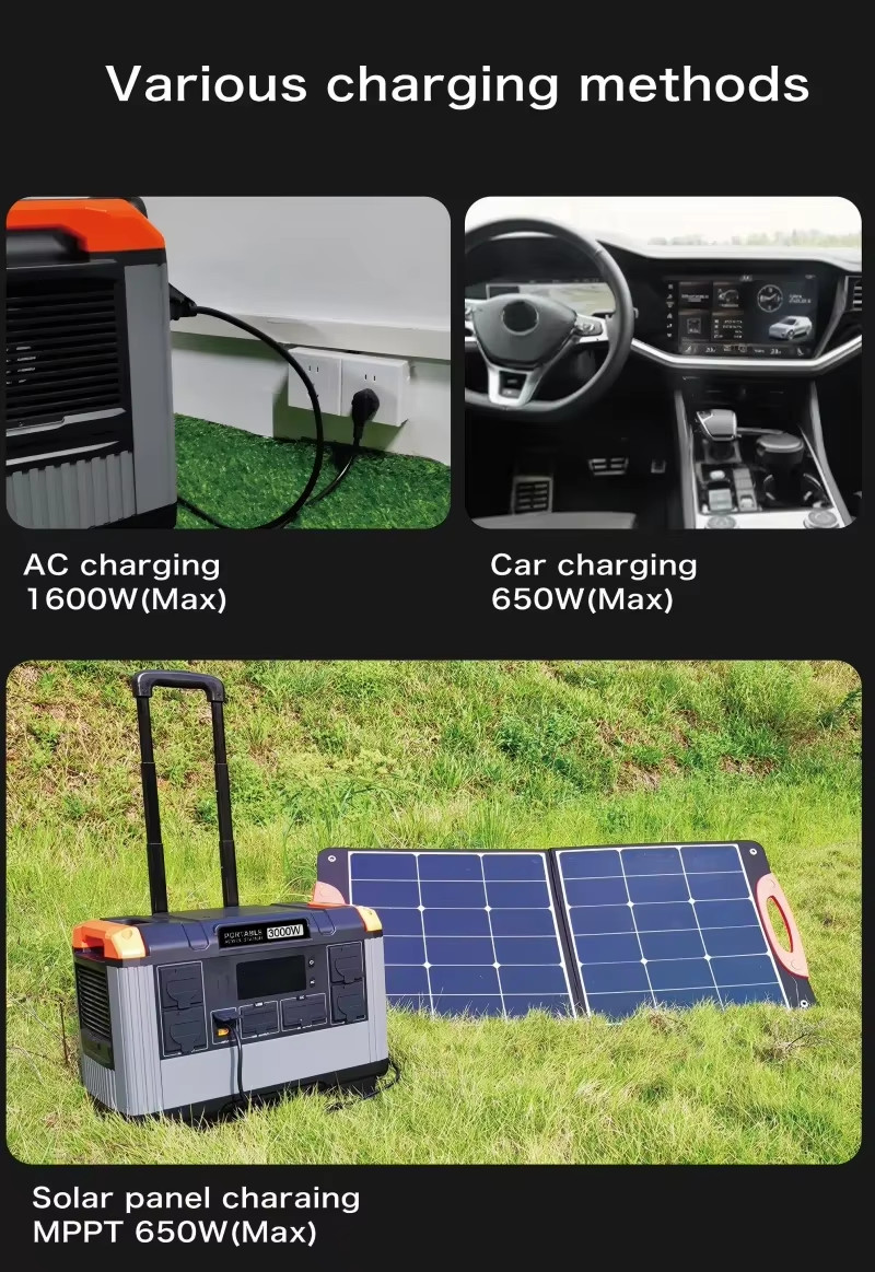 Portable Power Station 3000W 2400W 1200W Lifepo4 Battery Solar Generator UPS Bat