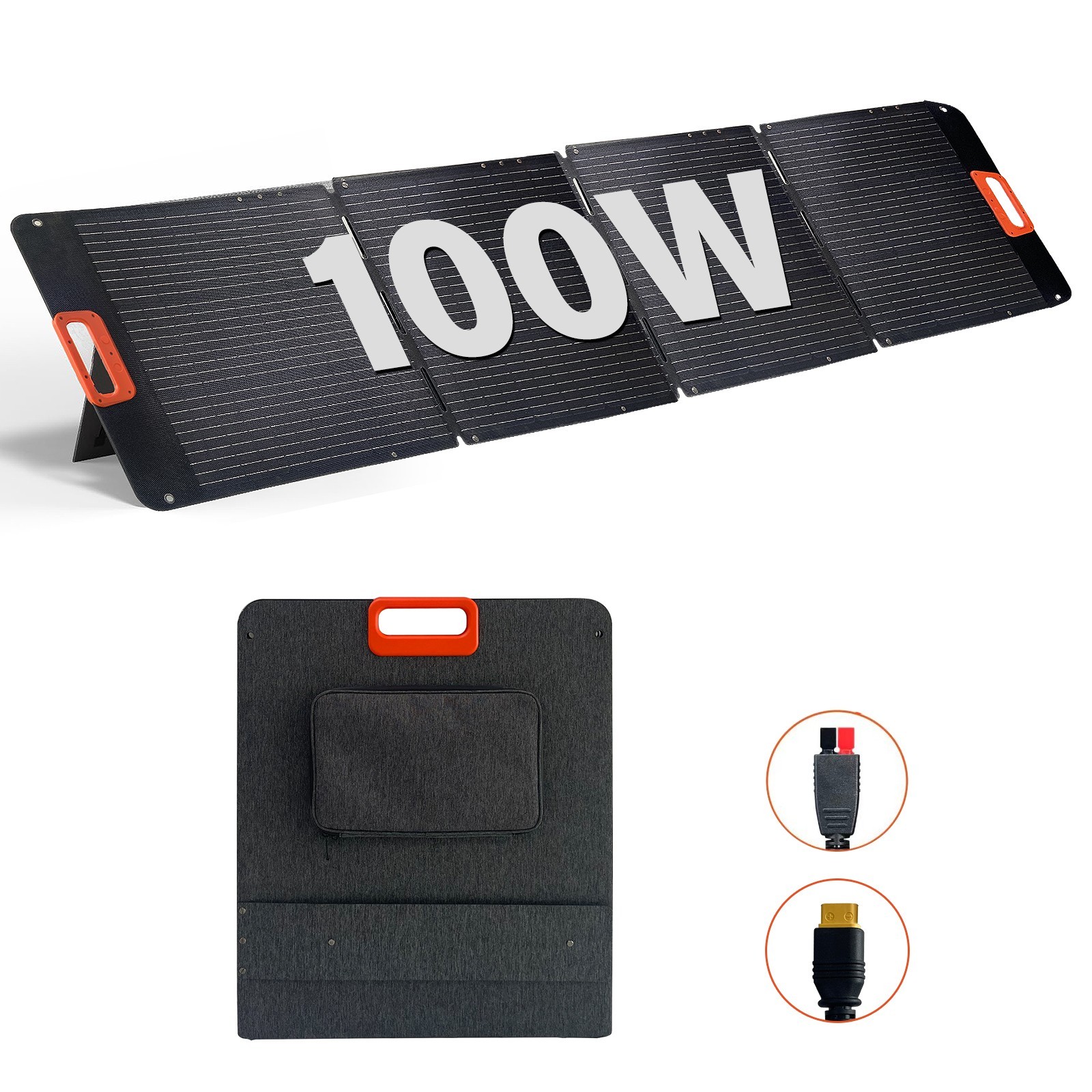 100W Solar Charger Portable 4-fold Solar Panel with Kickstand for Power Station