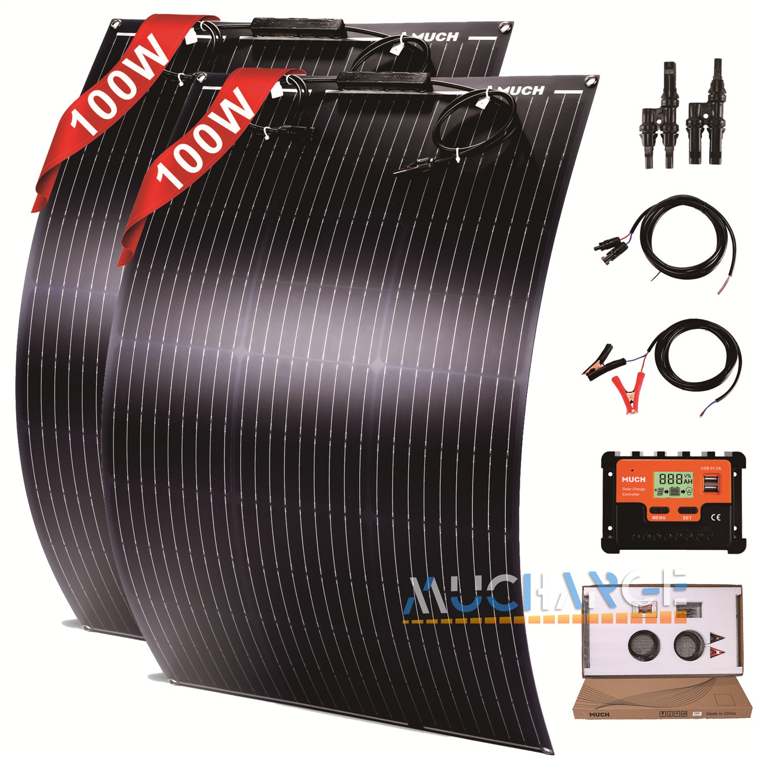 200W 400W Flexible Solar Panel Kits 12V 24V Monocrystalline for RV Camper Boat