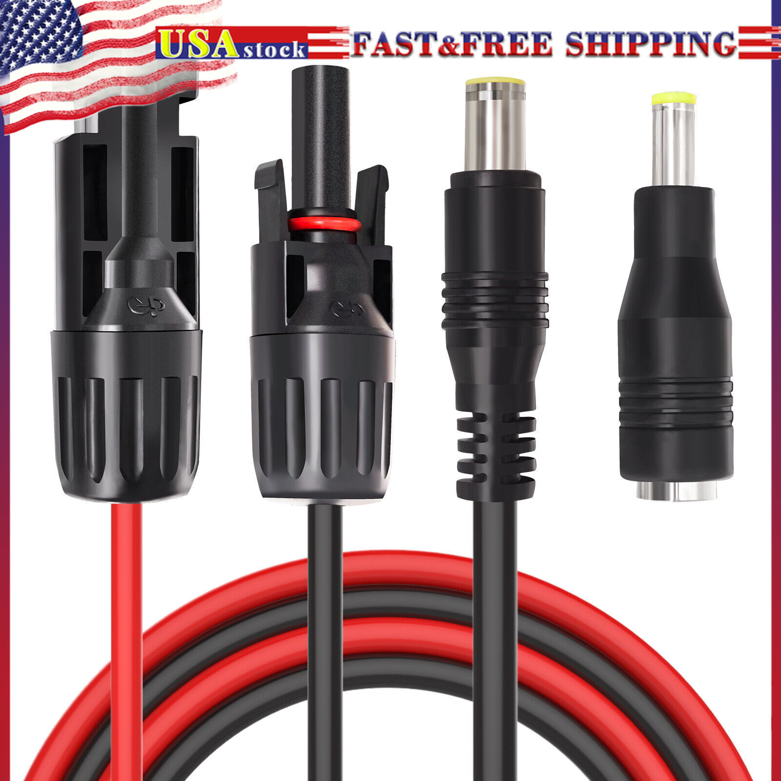 Solar Panel Connector to DC 8mm Adapter Extension Cable 16 AWG with DC 5.5mmx2.5