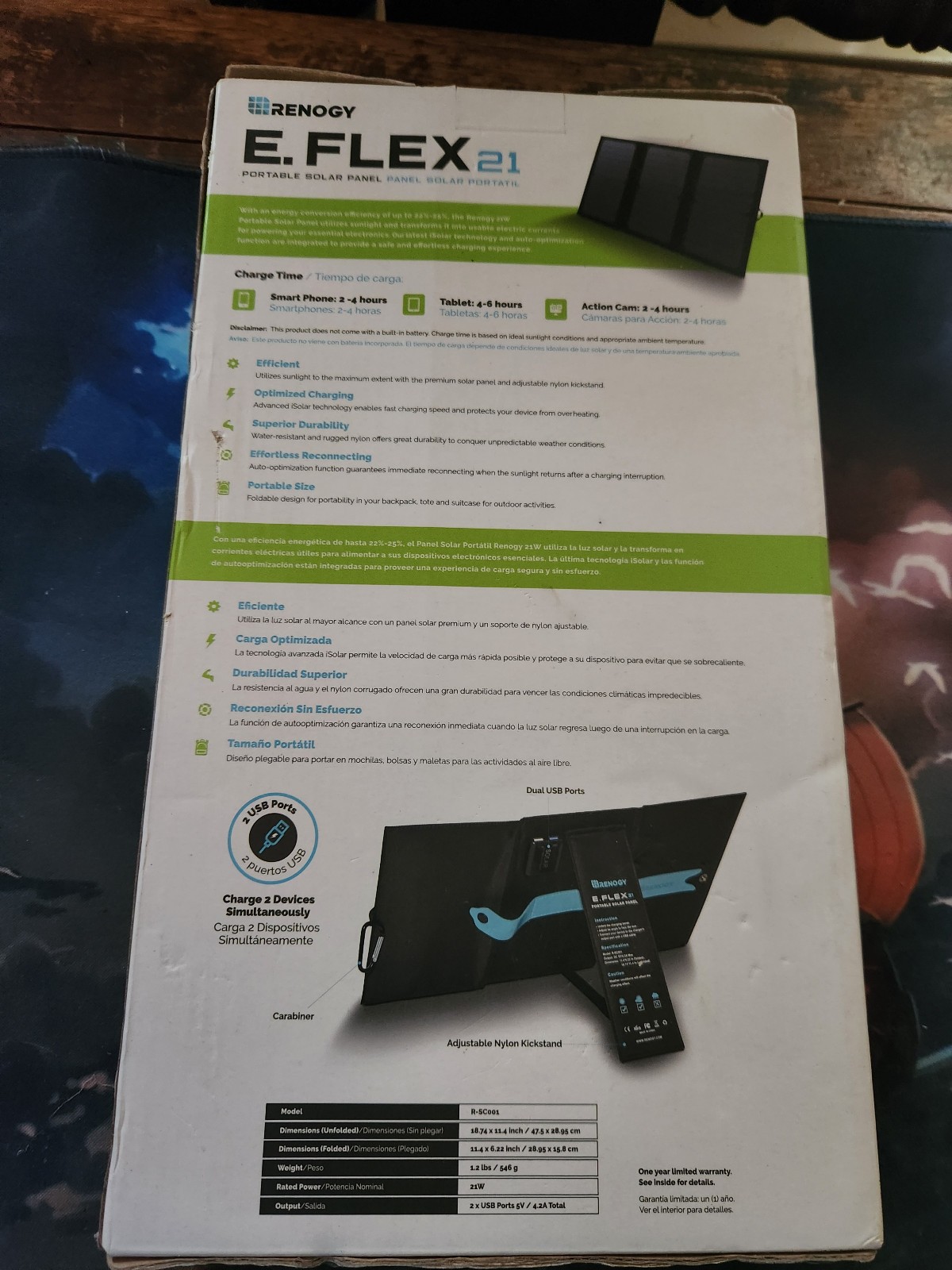 Renogy E.FLEX 21W Foldable Waterproof Solar Panel – Black – NEW