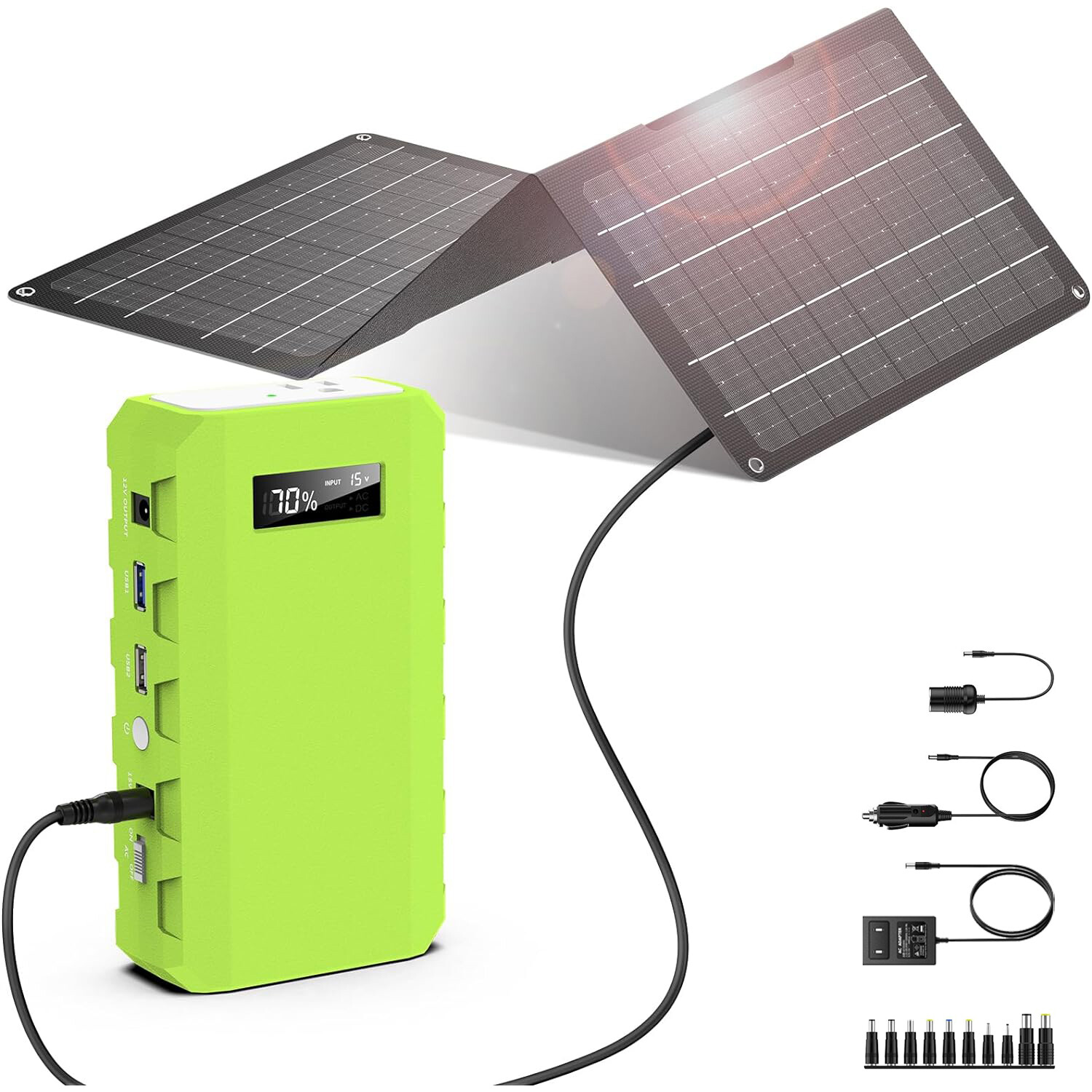 Portable Power Bank Mini Solar Generator with 30W Solar Panel Kit for Camping