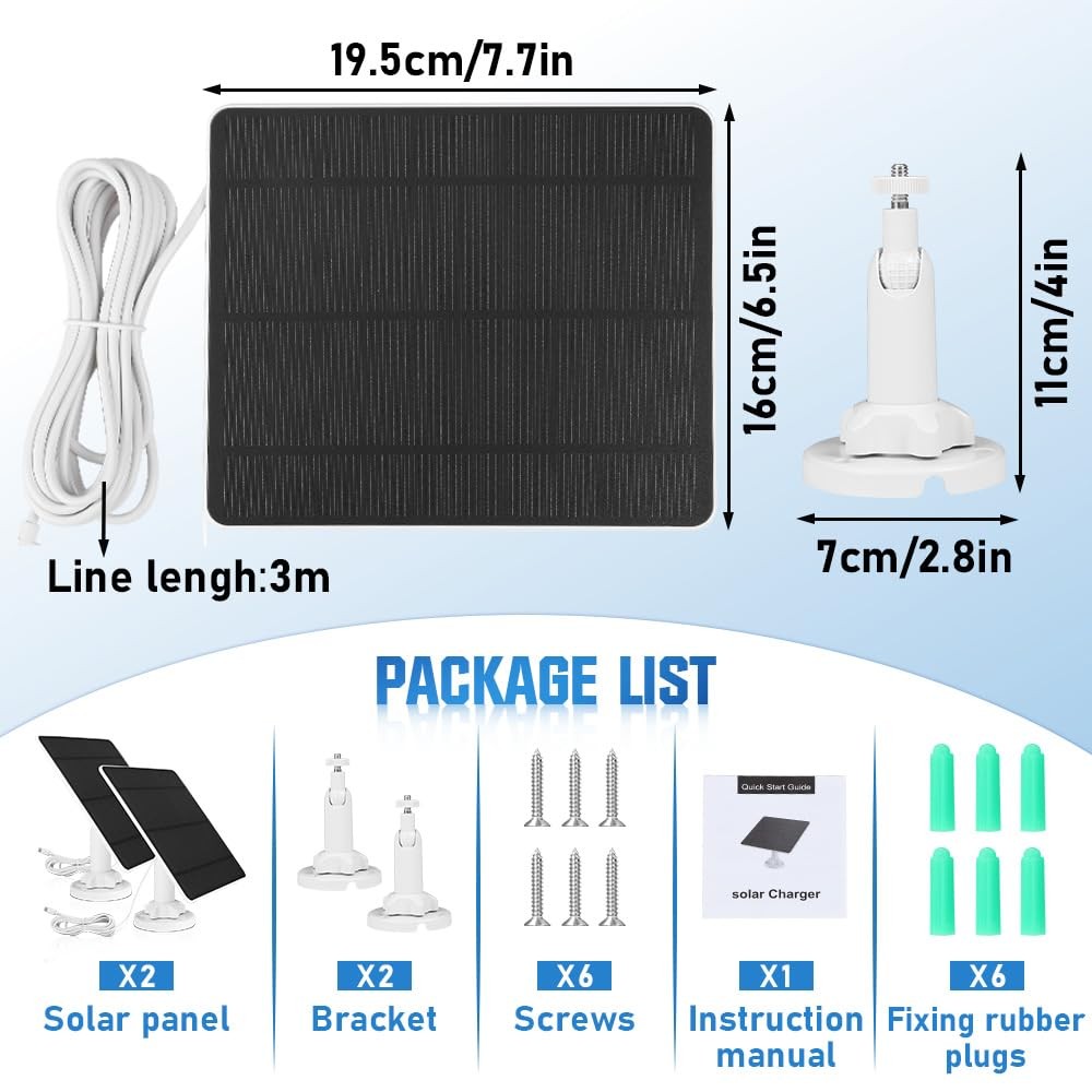 Solar Panel for Ring Camera 2 Pack, 5W Solar Panel Charger Compatible with Ri…