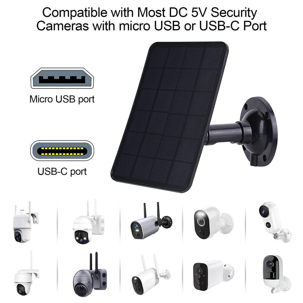 Solar Panel for Micro USB Power CCTV Camera Security Cam Battery Charger 3/4W 5V