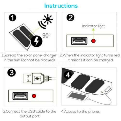 Portable Solar Power Charger Foldable Camping Hiking Cell Phone Charging Panel