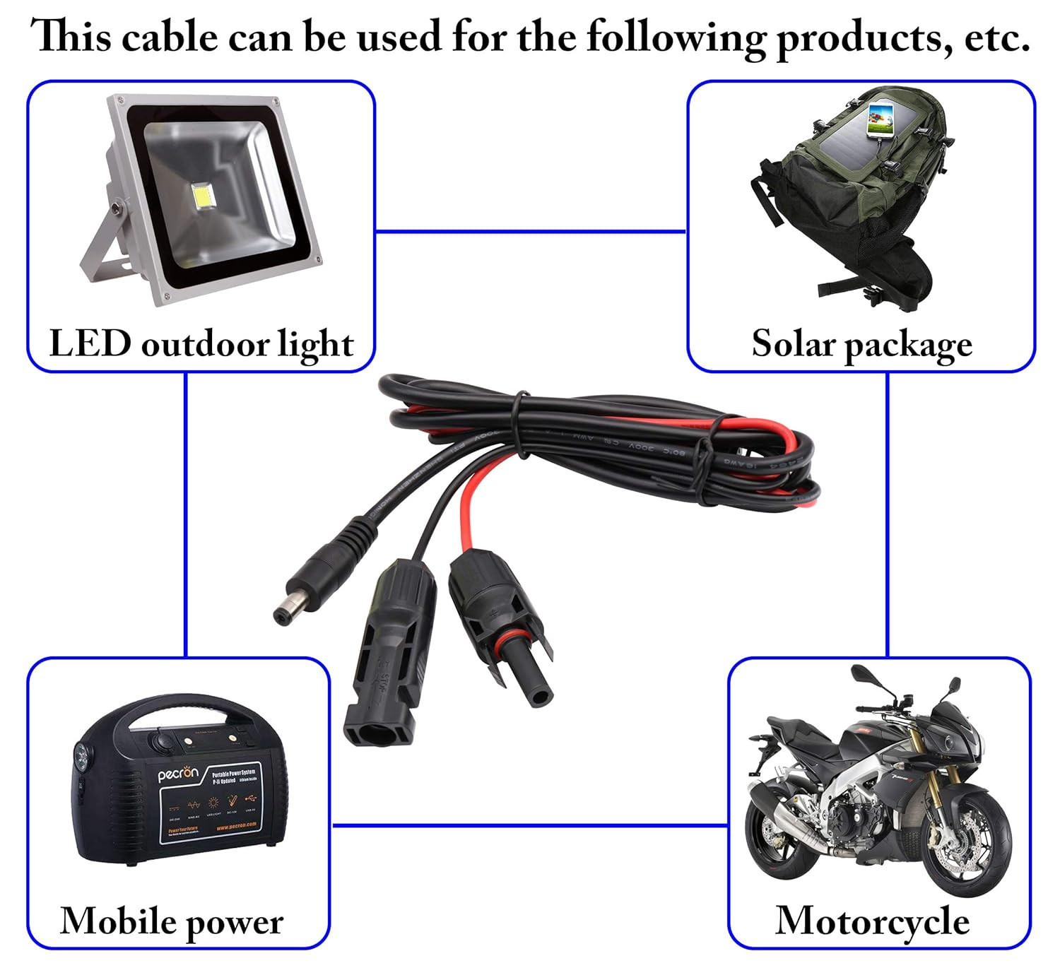 Solar Adapter Male and Female to DC 5.5Mm X 2.1Mm Male Solar Power Extension Cab