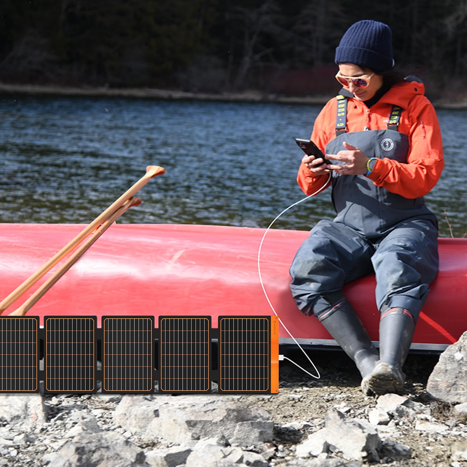 60W Portable Solar Panels Chargers with PD3.0 USB-C,QC3.0 USB-A and DC Output…