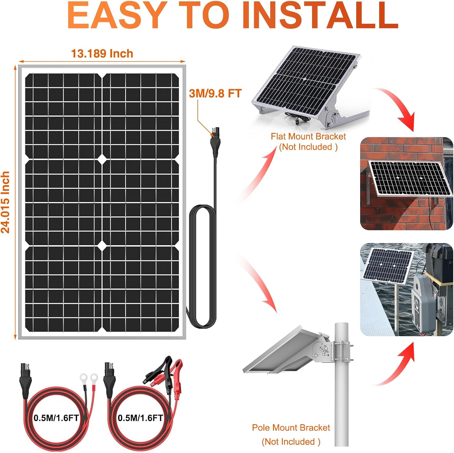 12V Solar Panel Kit 30W, High Efficiency 30 Watt Solar Panel + Ultra-Smart 10A M