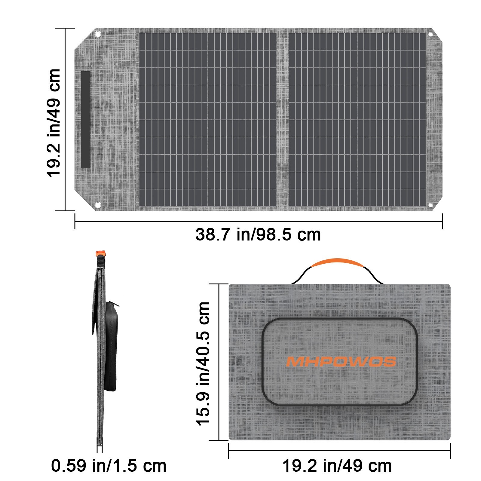 MHPOWOS Portable Solar Panel 100W Foldable for Anker Solix C300 Ecoflow River 3