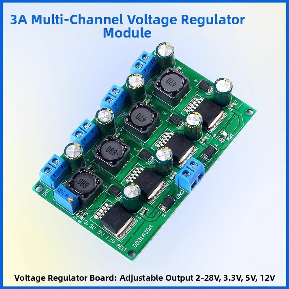 3A 50W Adjustable Range DC DC Step Down Converter 2V-28V with 3.3V 5V 12V Fixed
