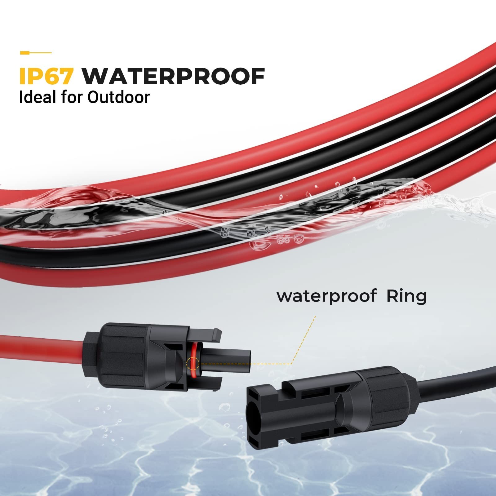20FT 10AWG Solar Extension Cable Kit – Male & Female Connectors, Adaptor Tool