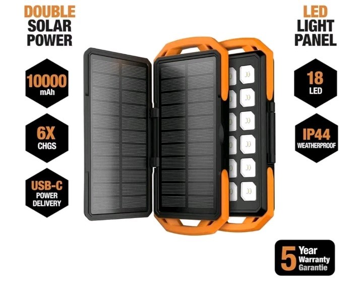 ToughTested “Solar LED10” 10000mAh Power Pack & LED Light Panel (TT-PBW-LED10)