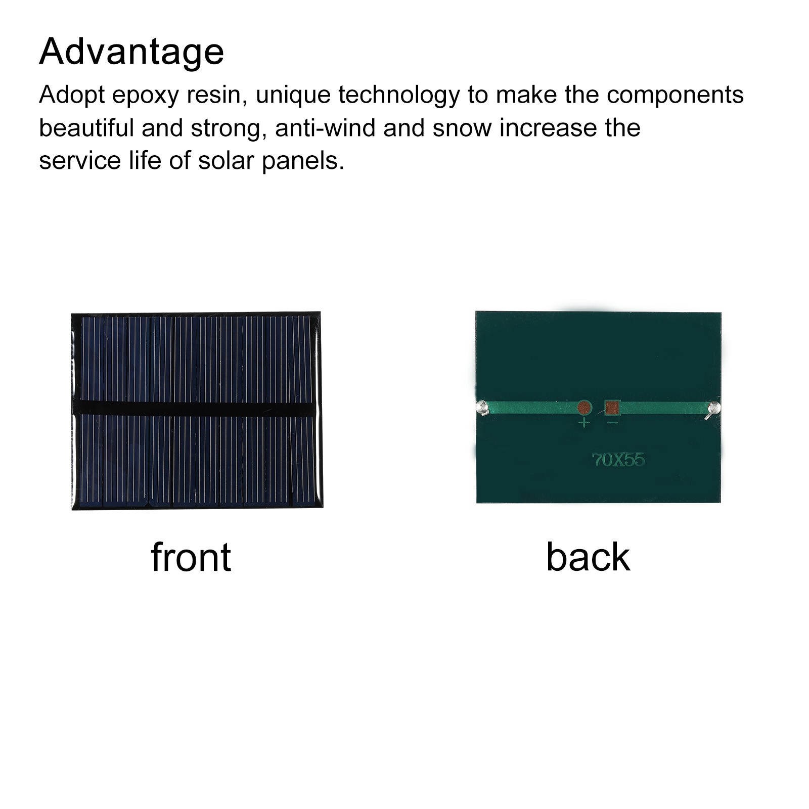 2 x Mini Solar Panel Cell 5.5V 90mA 0.495W 70mm x 55mm for DIY Project
