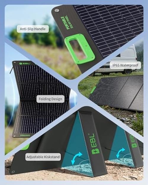 200W Portable Solar Panel, Foldable IP65 Waterproof 200 Watt Solar Panel Green