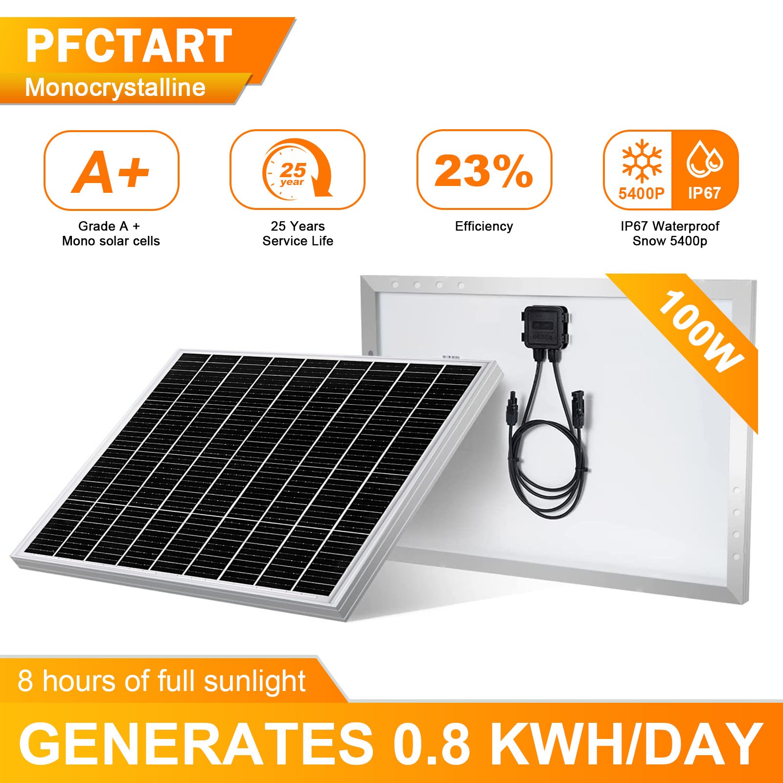 100W Watt Solar Panel Monocrystalline 12V Solar Power Generator Home RV Camping
