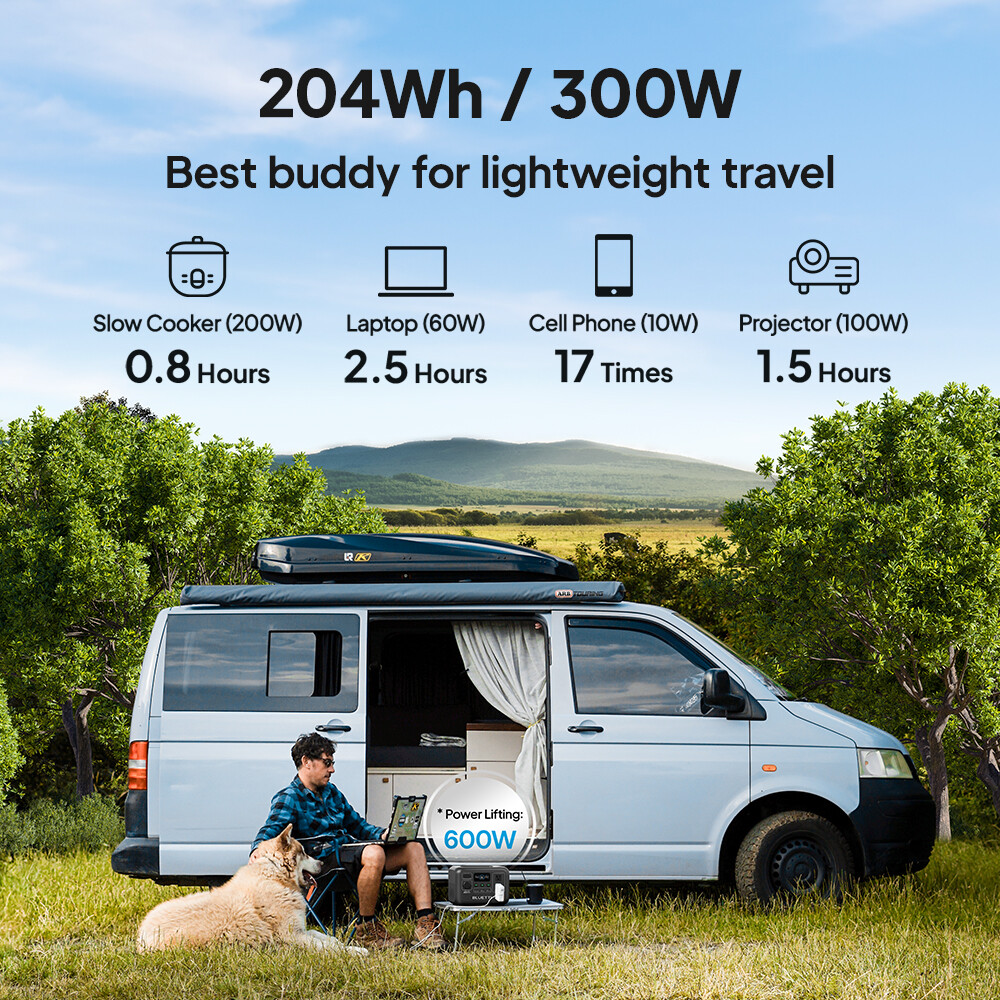 BLUETTI AC2A 300W 204Wh Portable Power Station Solar Generator For Trip Renew