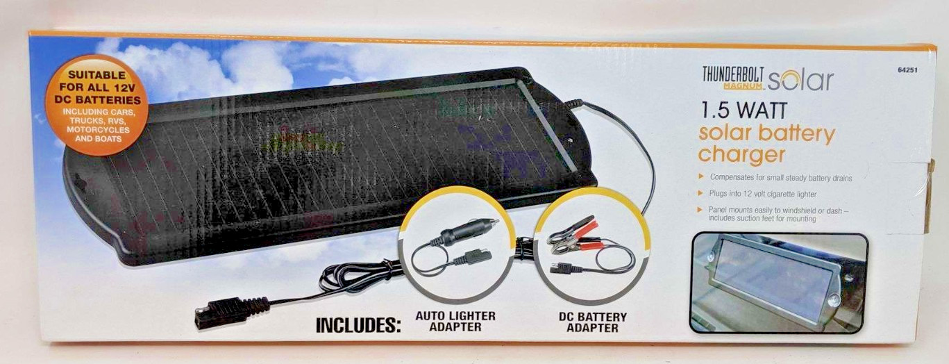 Thunderbolt Magnum Solar 1.5 Watt Solar Battery Charger Suitable For All 12V DC