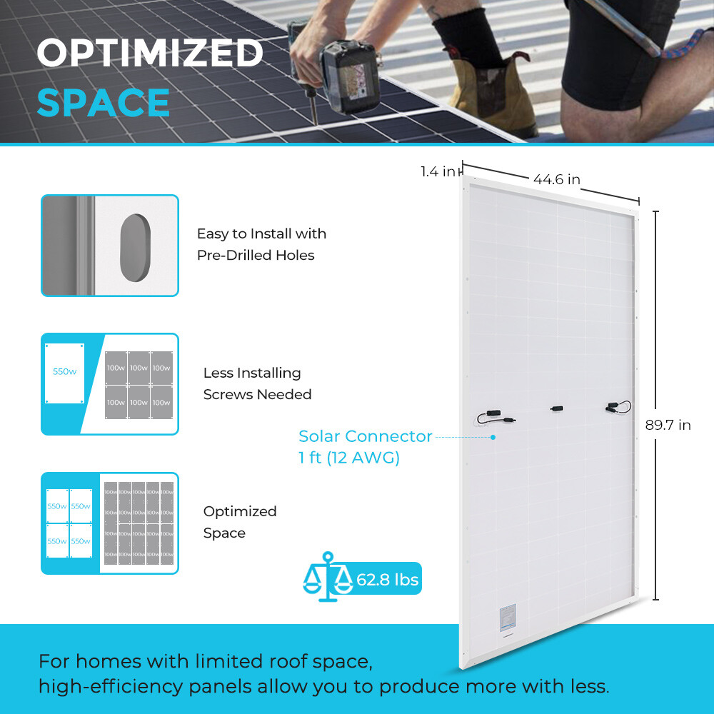 Renogy 2PCS 550W Watts Solar Panel 24V 48V Monocrystalline