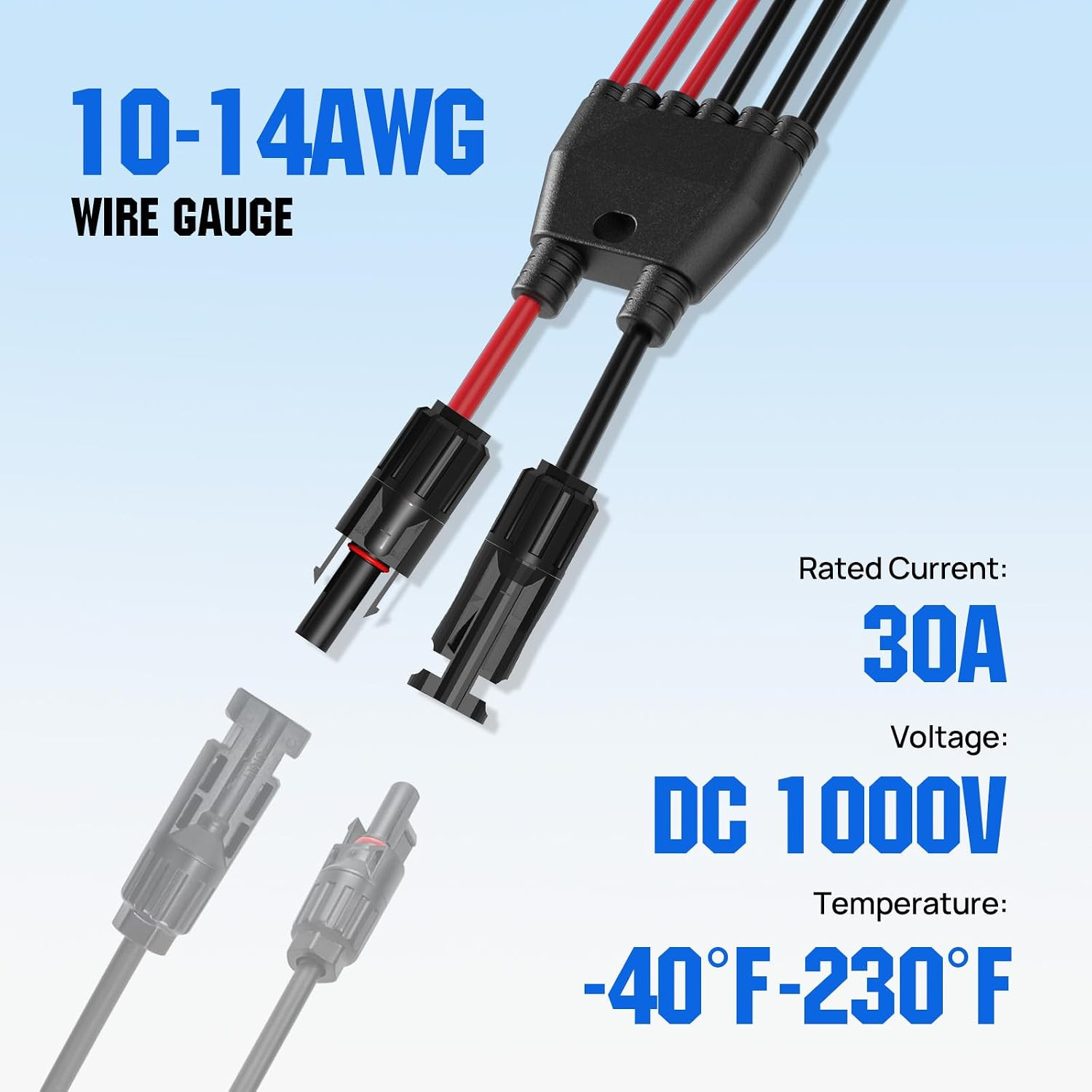 Integrated Solar Connector 2-6 Y Branch Parallel PV Adapter Cable Wire Plug Tool